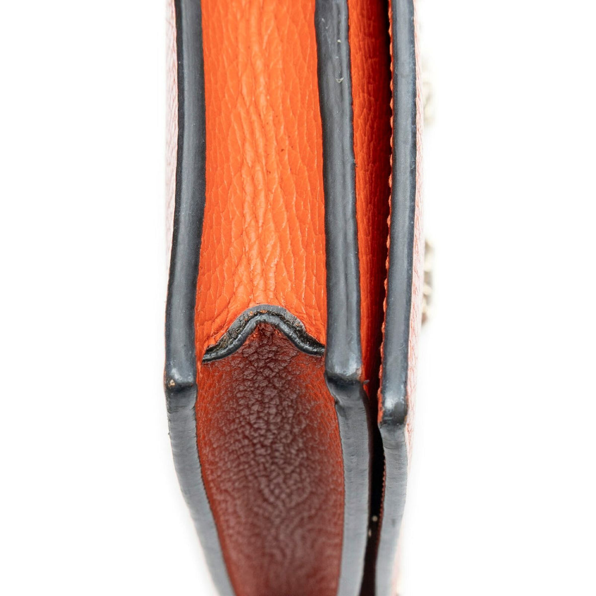 Gucci Betty Chain Wallet Orange Grain Calfskin Leather Shoulder Bag — view 8
