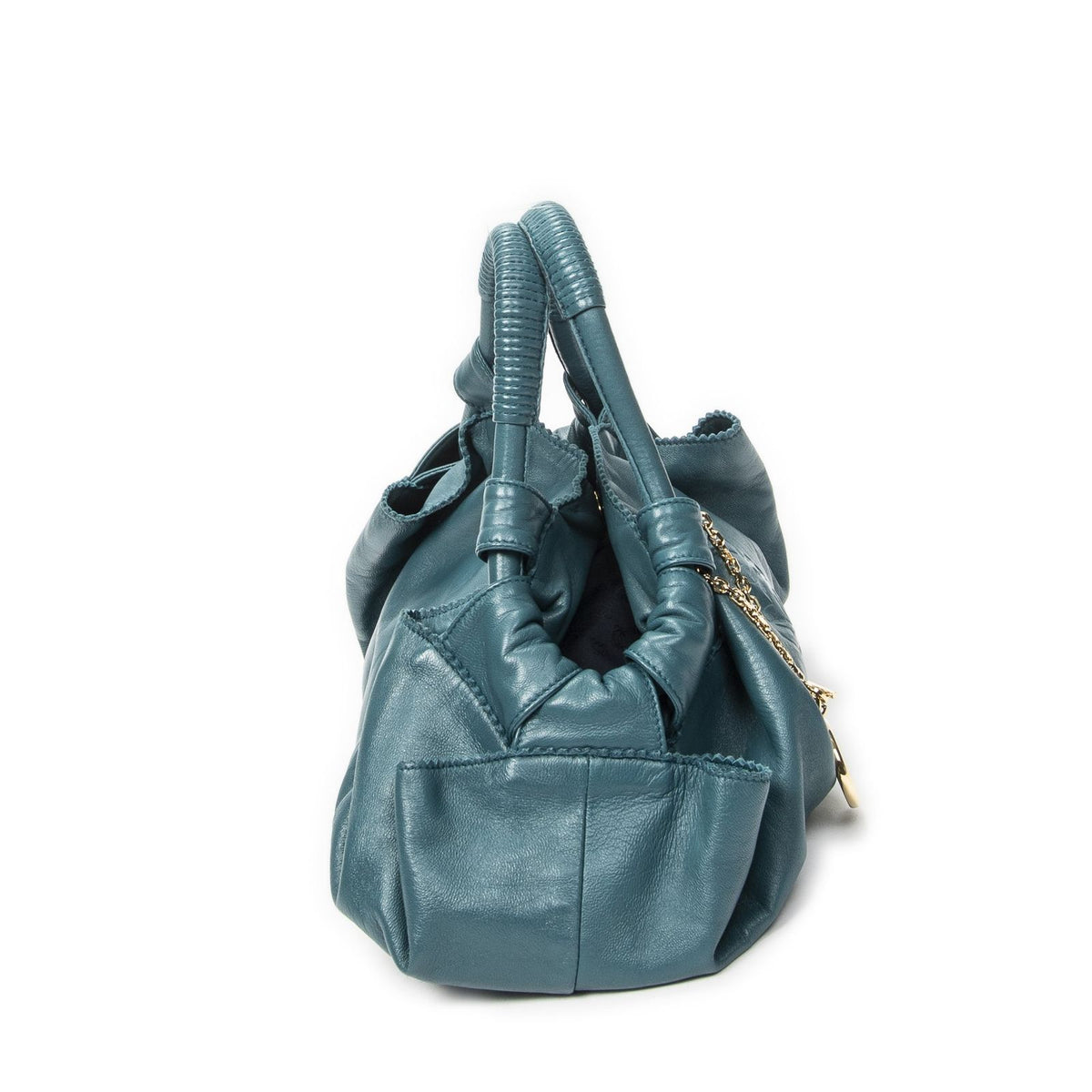 Loewe Large Airbrissahobo Teal Calfskin Leather Shoulder Bag — view 4