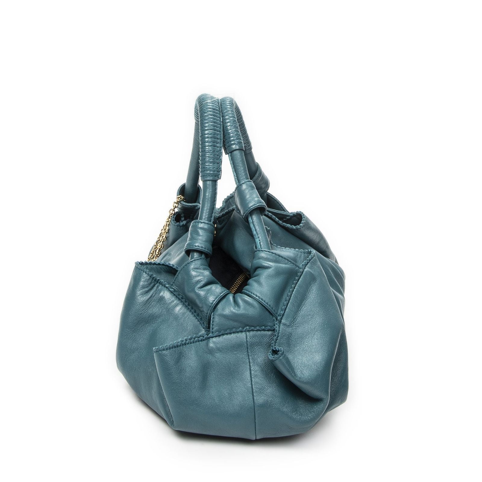 Loewe Large Airbrissahobo Teal Calfskin Leather Shoulder Bag — view 3