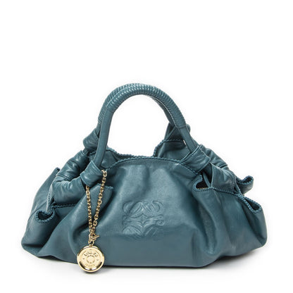 Loewe Large Airbrissahobo Teal Calfskin Leather Shoulder Bag