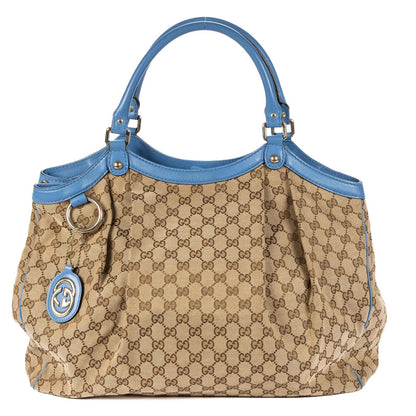 Gucci Sukey Tote Beige Blue GG Canvas