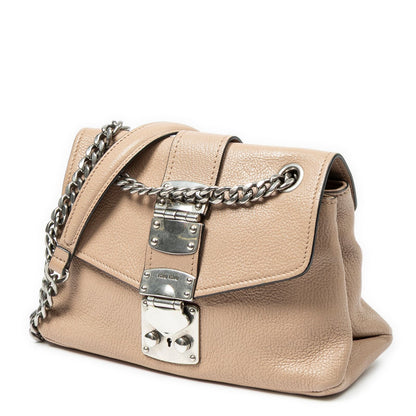 Miu Miu Push Lock Chain Flap Bag Crossbody Beige Madras Leather — view 2