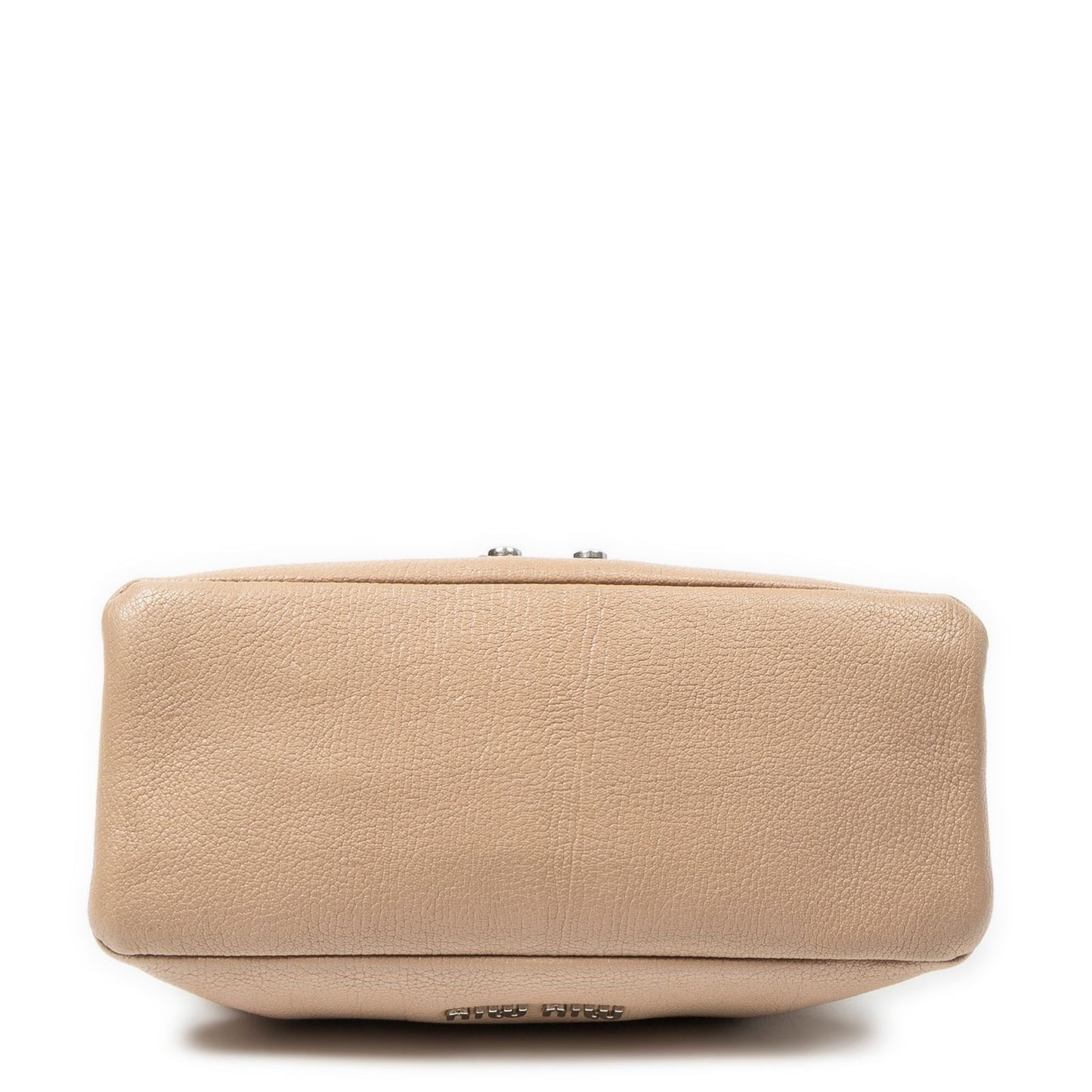 Miu Miu Push Lock Chain Flap Bag Crossbody Beige Madras Leather — view 6