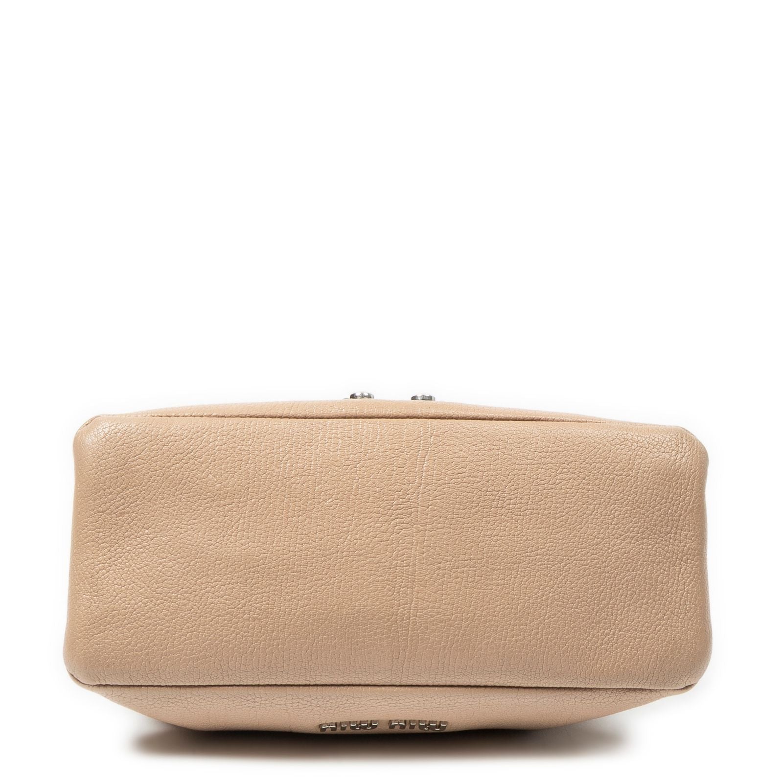 Miu Miu Push Lock Chain Flap Bag Crossbody Beige Madras Leather — view 6