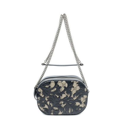 Gucci Mini Arabesque Chain Crossbody Black Beige Supreme Canvas