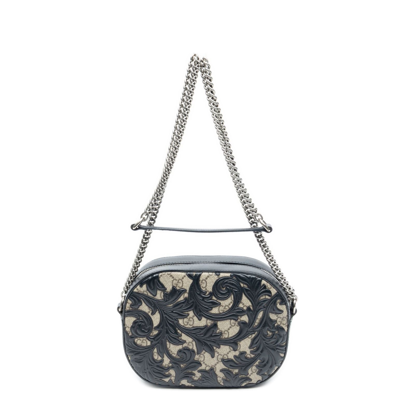 Gucci Mini Arabesque Chain Crossbody Black Beige Supreme Canvas — view 5