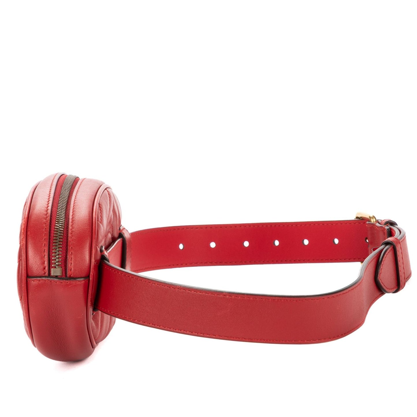 Gucci Marmont Belt Bag Red Matelasse Chevron Leather — view 3