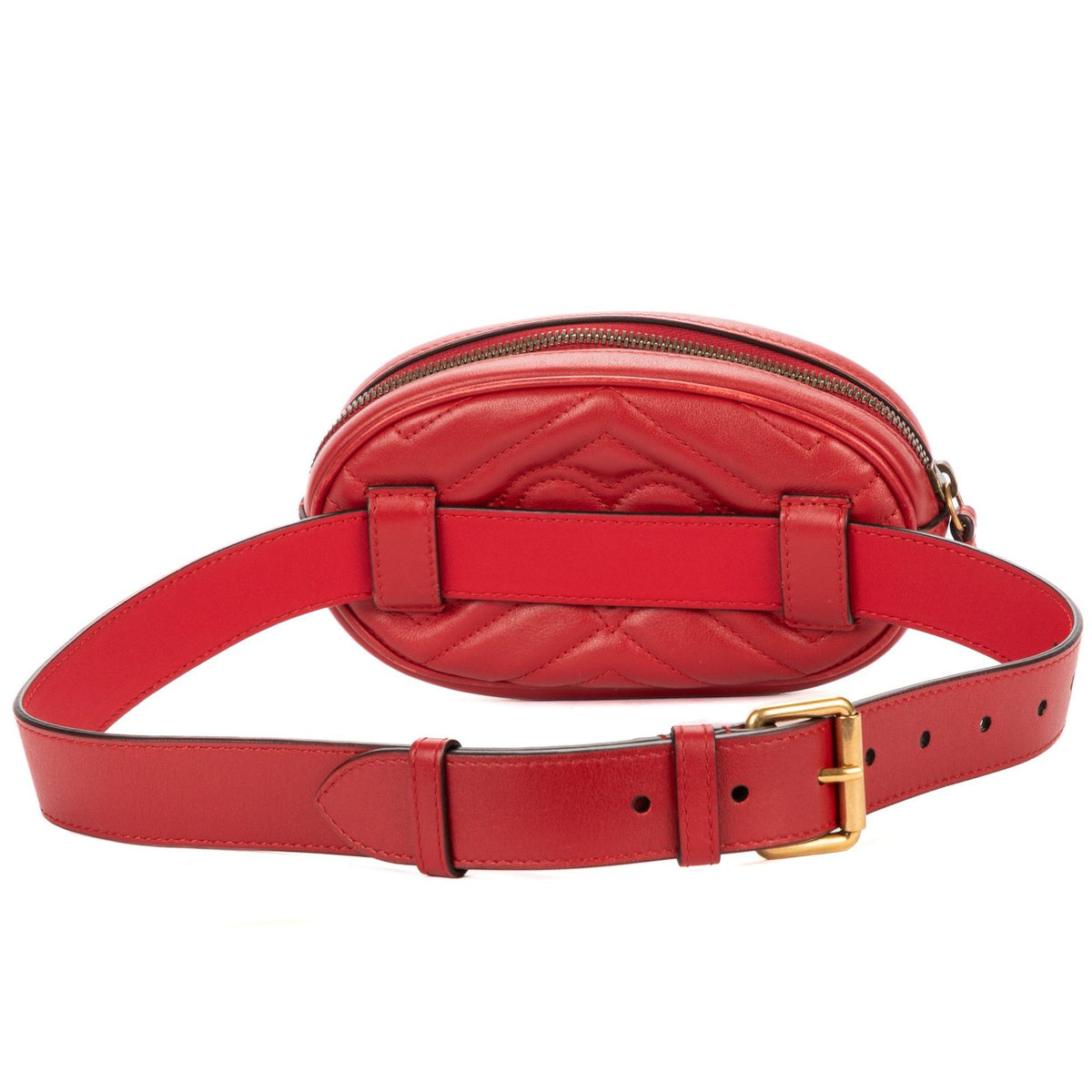 Gucci Marmont Belt Bag Red Matelasse Chevron Leather — view 5
