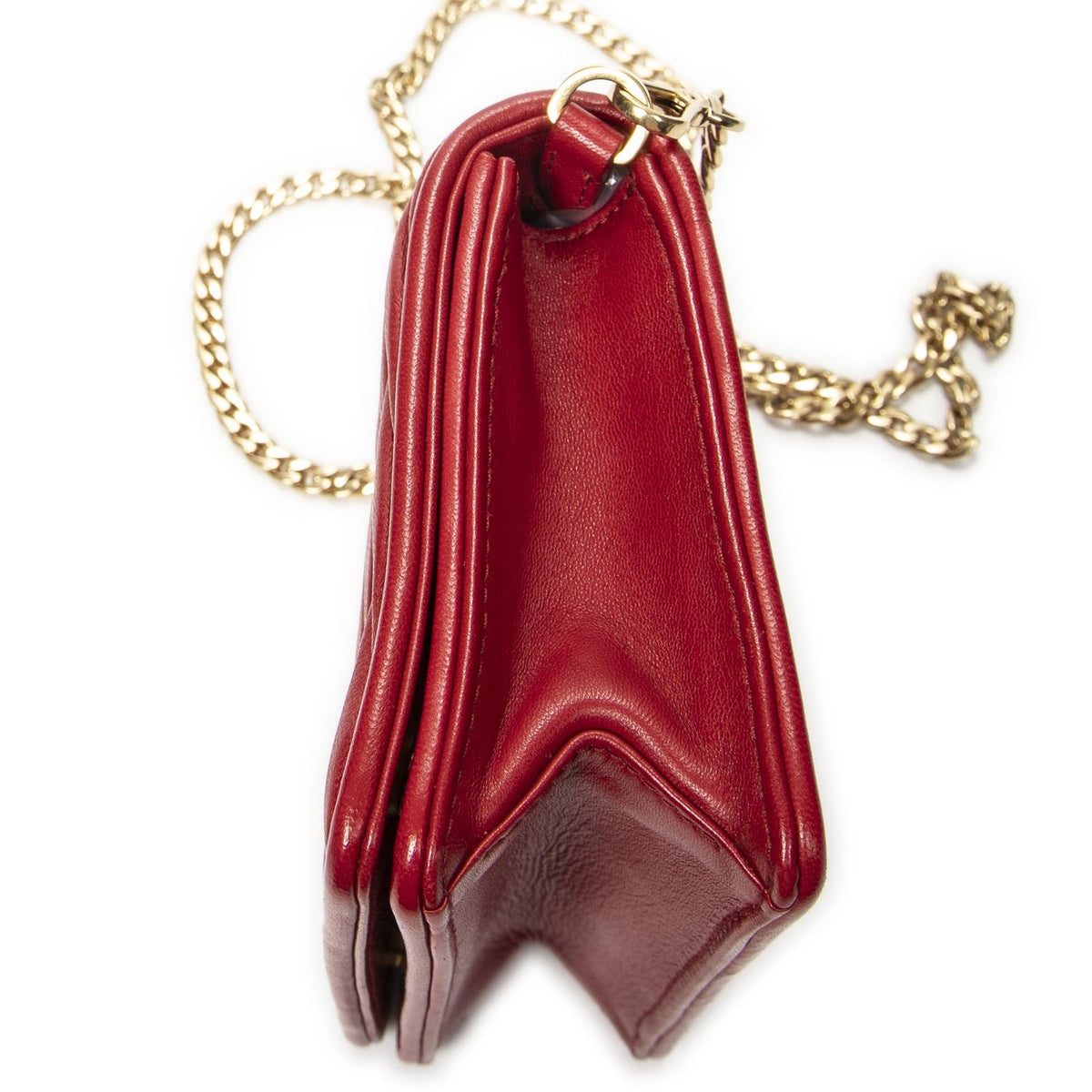 Miu Miu Mini Chain Flap Bag Crossbody Red Nappa Matelasse Leather — view 8