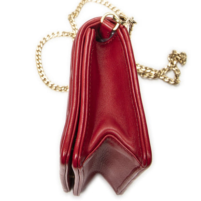 Miu Miu Mini Chain Flap Bag Crossbody Red Nappa Matelasse Leather — view 8