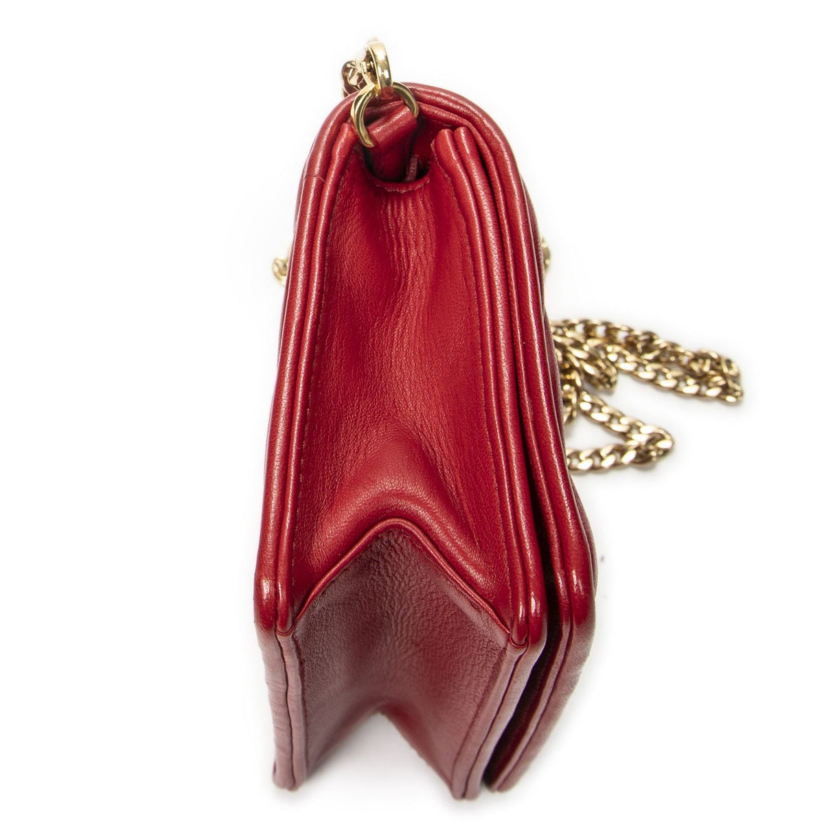 Miu Miu Mini Chain Flap Bag Crossbody Red Nappa Matelasse Leather — view 7