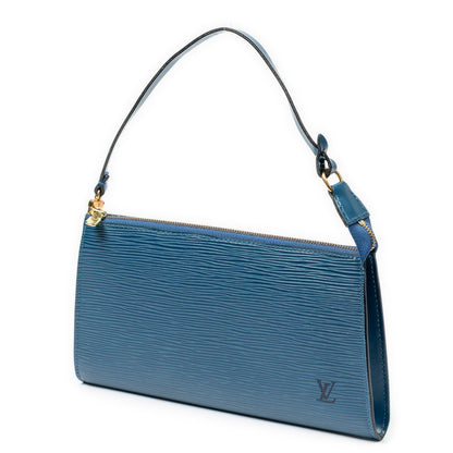 Louis Vuitton Pochette Blue Epi Handbag — view 2
