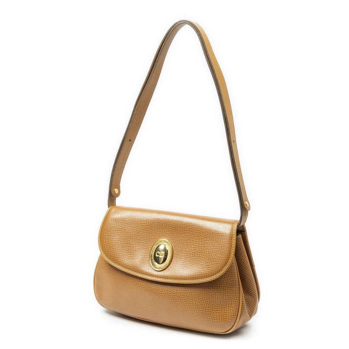 Dior Vintage CD Flap Bag Tampebbled Leather — view 2