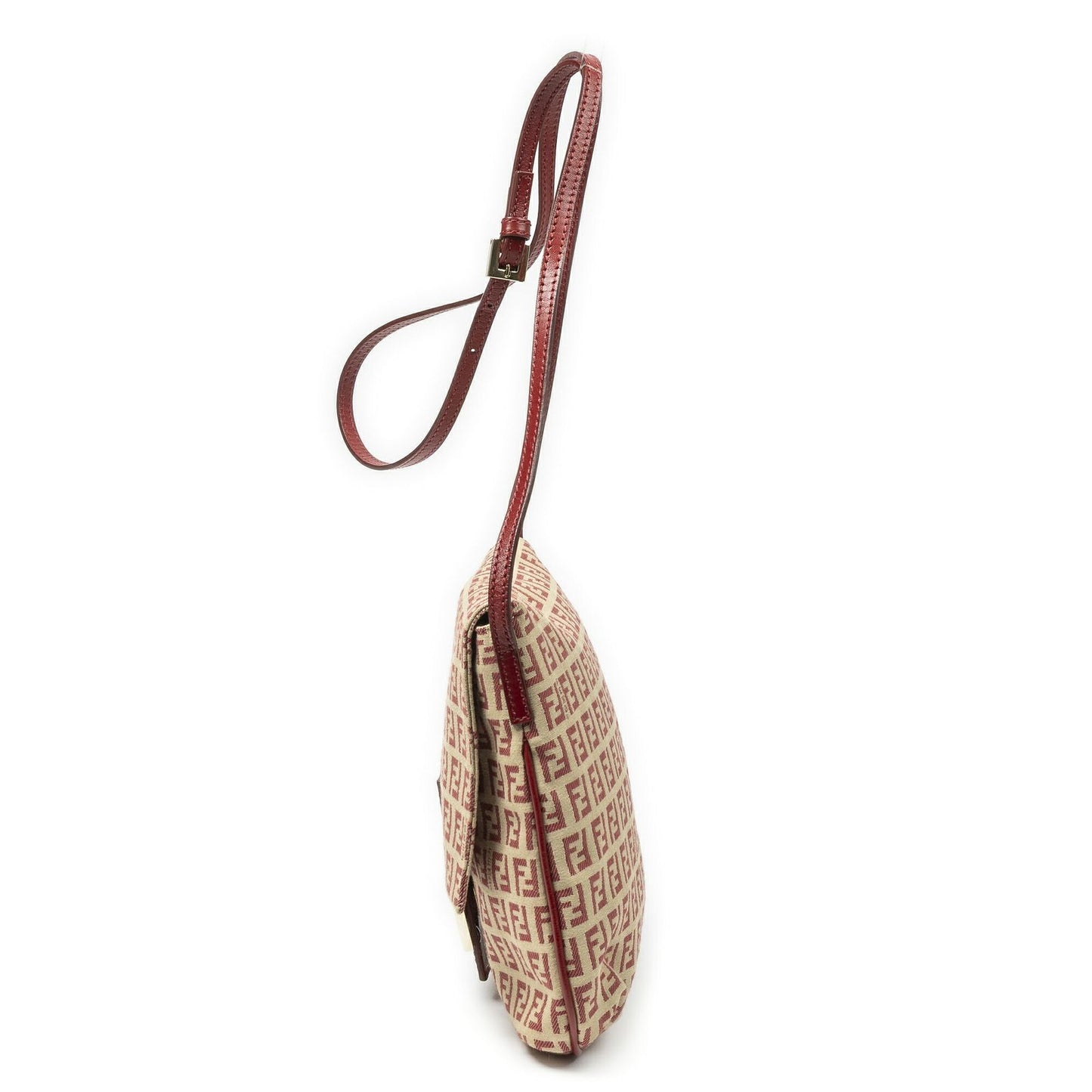 Fendi Small Flap Bag Crossbody Red Beige Zucchino Canvas — view 3