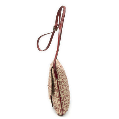 Fendi Small Flap Bag Crossbody Red Beige Zucchino Canvas — view 3