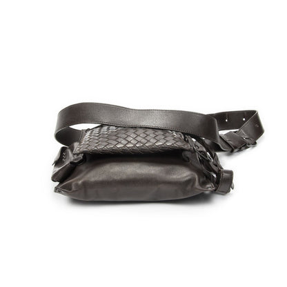 Bottega Veneta Utility Front Pocket Waist Bag Dark Brown Trim Intrecciato — view 3