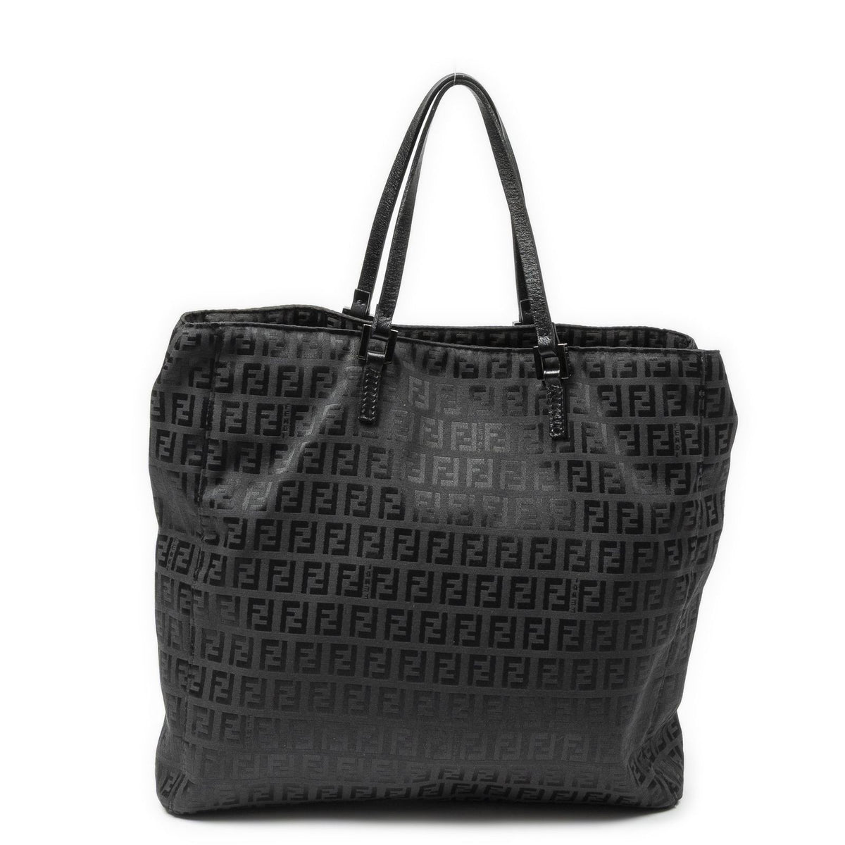 Fendi Square Open Tote Black Zucchino Canvas — view 5