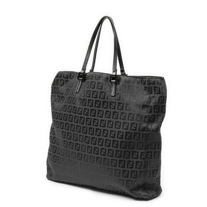 Fendi Square Open Tote Black Zucchino Canvas — view 2