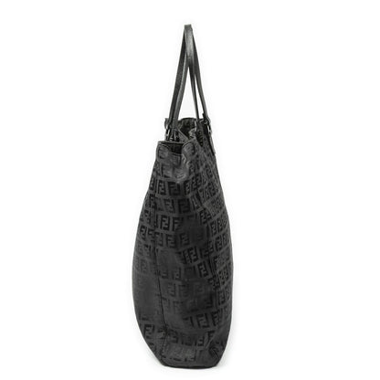 Fendi Square Open Tote Black Zucchino Canvas — view 4