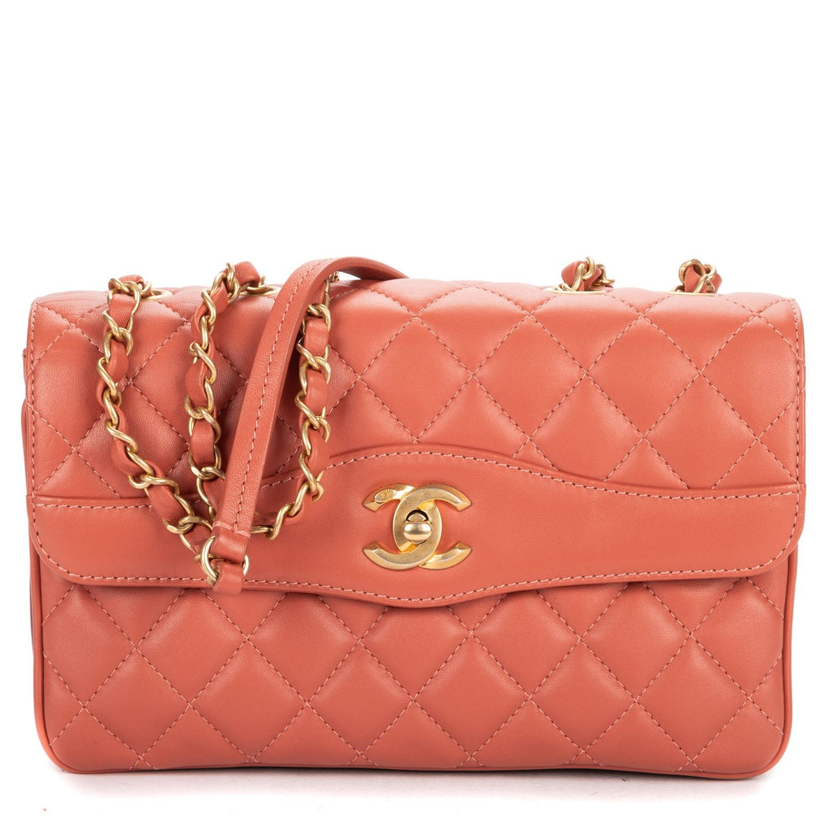 Chanel Daily Companion Flap Bag Salmon Pink Quilted Lambskin Leather