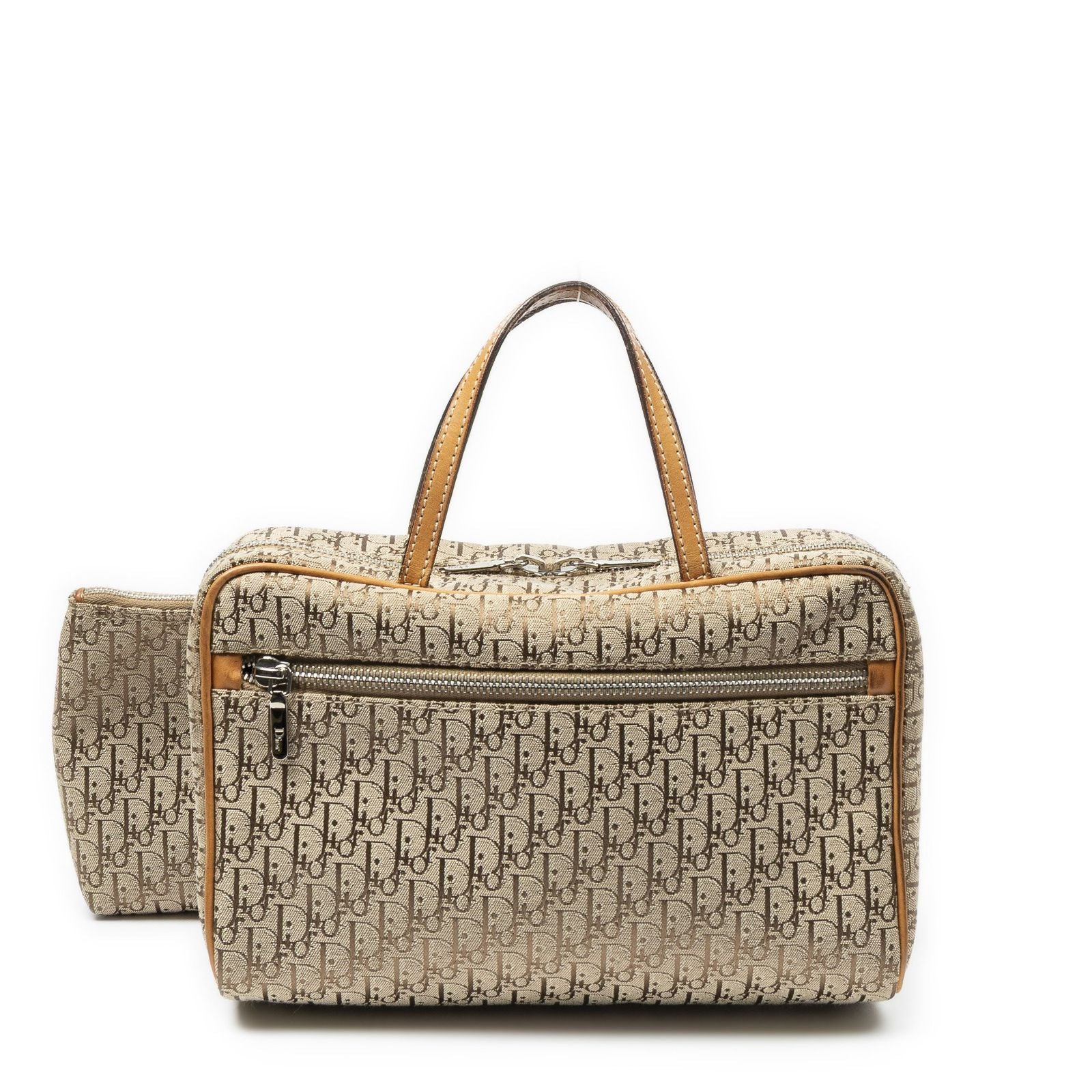 Dior Trotter Boston Beige Tan Pattern Canvas Handbag