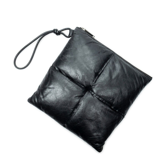 Bottega Veneta Padded Square Shape Wristlet Clutch Black Maxi Intrecciato