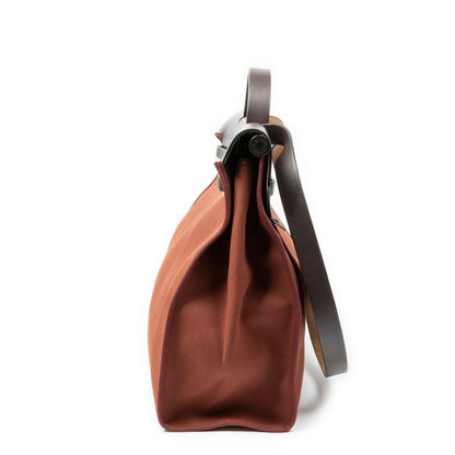 Hermes Herbag Zip Rouge H Toile Officier Handbag — view 3