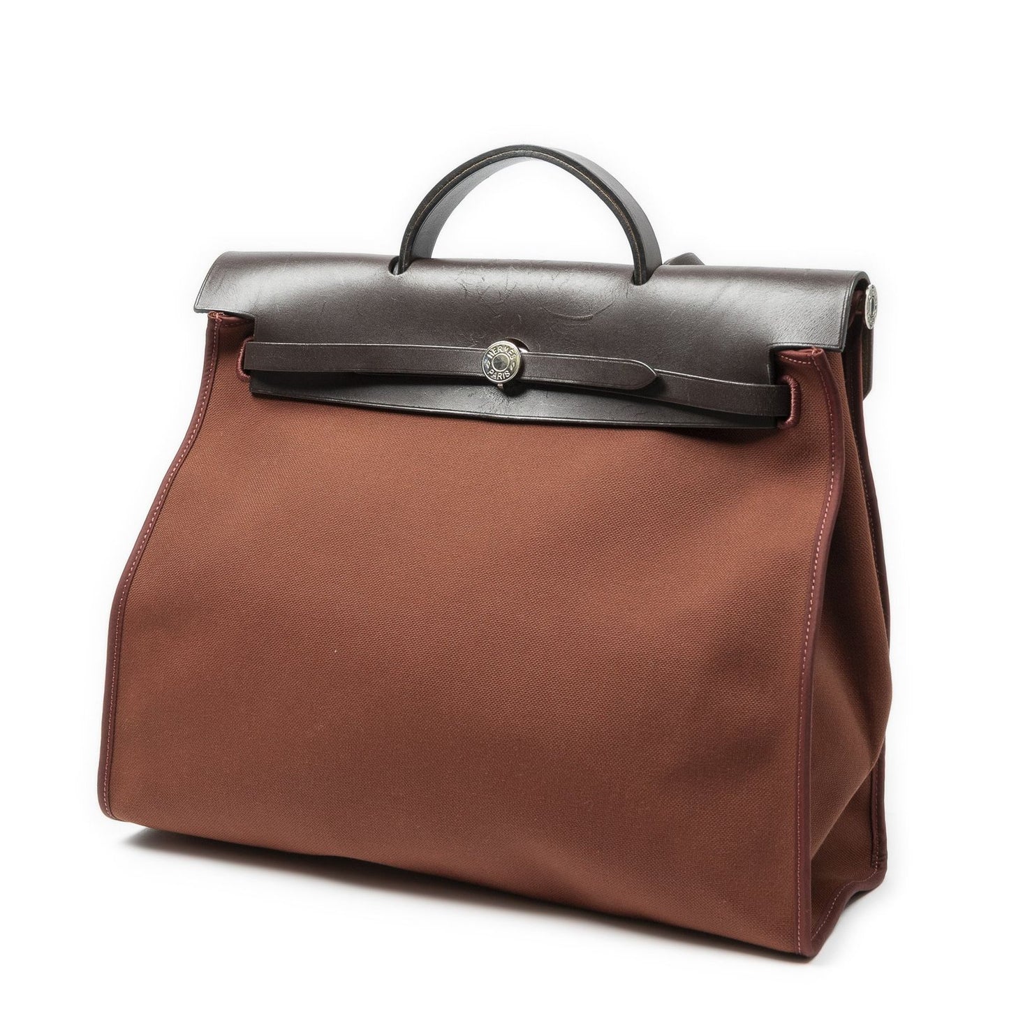 Hermes Herbag Zip Rouge H Toile Officier Handbag — view 2
