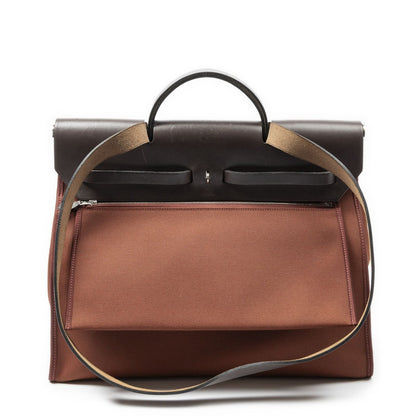 Hermes Herbag Zip Rouge H Toile Officier Handbag — view 5