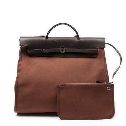 Hermes Herbag Zip Rouge H Toile Officier Handbag