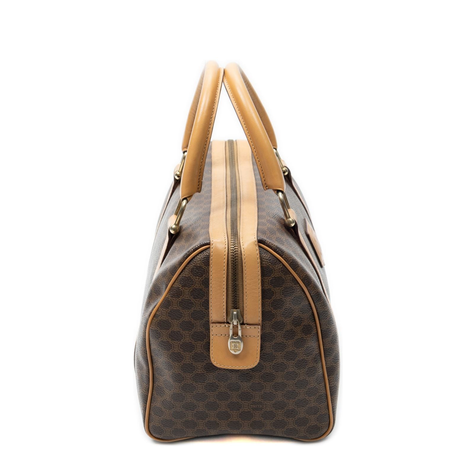 Celine Small Boston Beige Brown Macadam Canvas Handbag — view 4