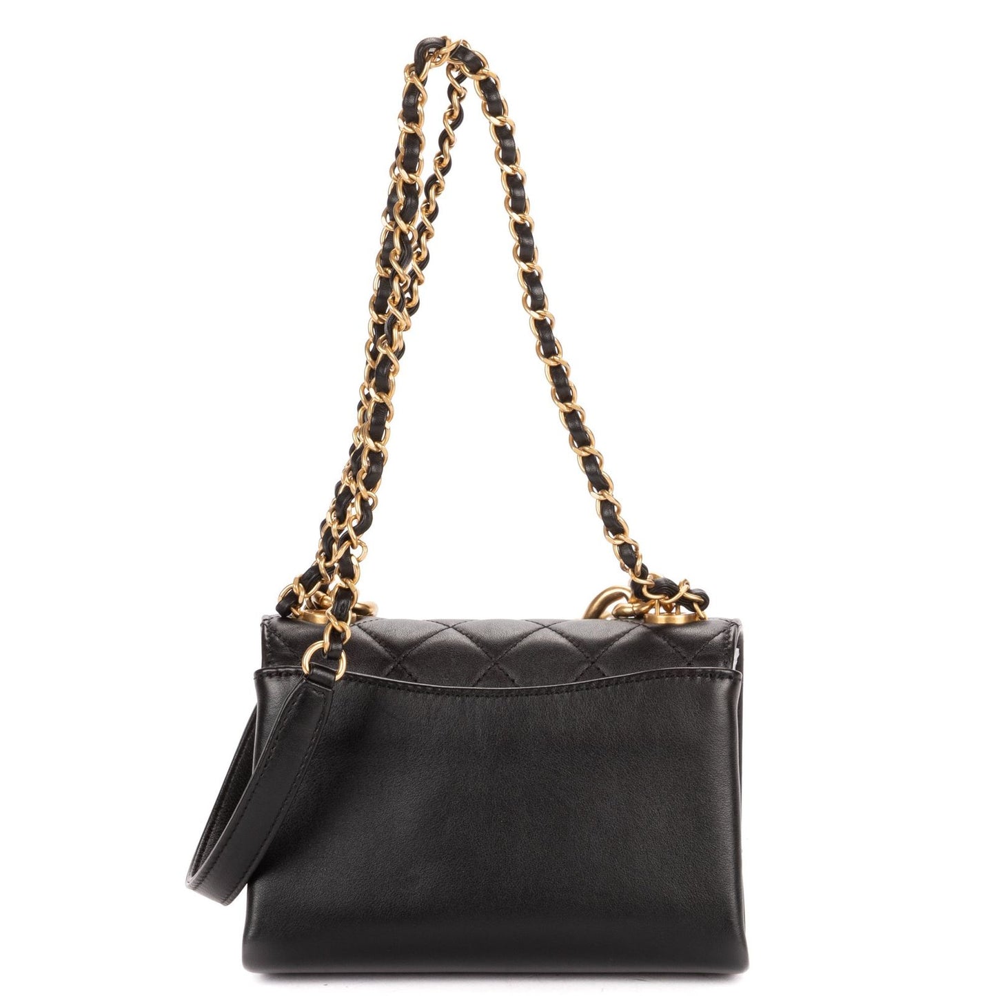 Chanel Mini Pearl Boy Chain Flap Bag Black Quilted Lambskin Leather — view 5