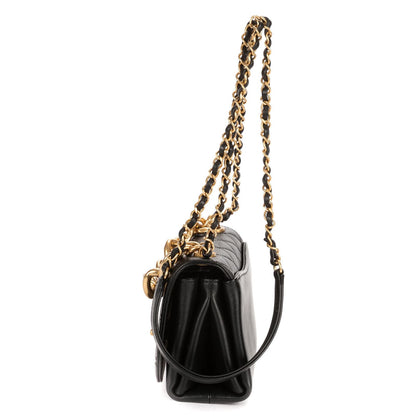 Chanel Mini Pearl Boy Chain Flap Bag Black Quilted Lambskin Leather — view 3