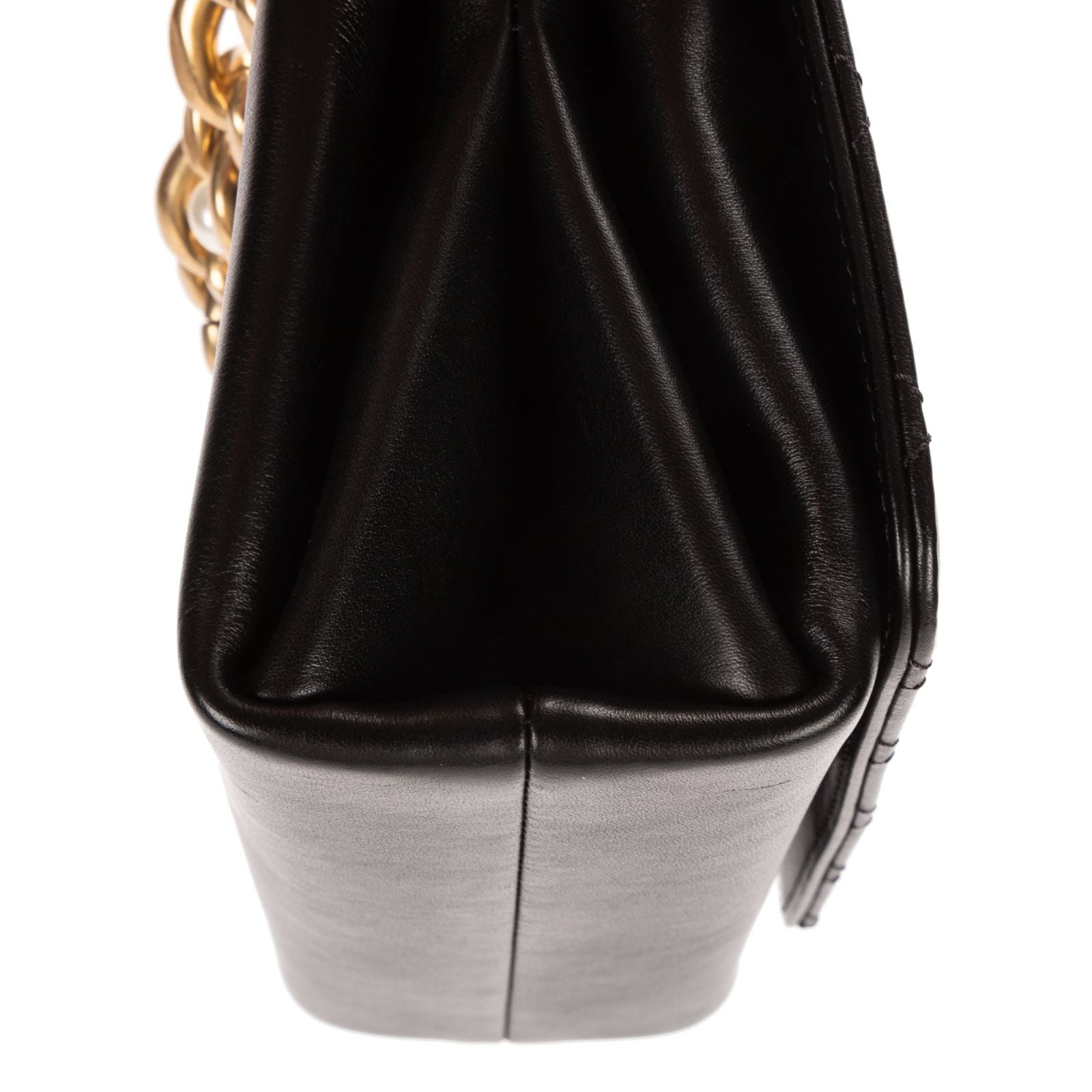 Chanel Mini Pearl Boy Chain Flap Bag Black Quilted Lambskin Leather — view 8