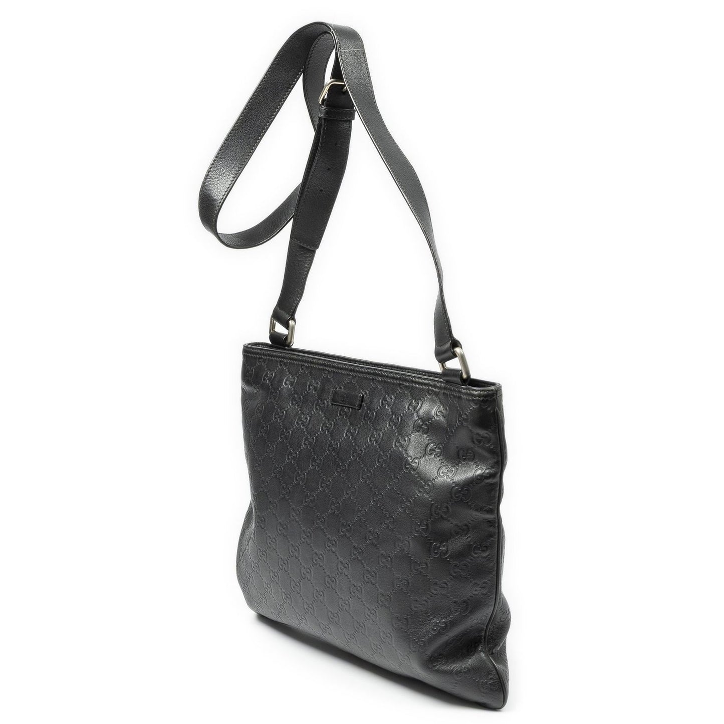 Gucci Large Square Zip Messenger Black Guccissima — view 2