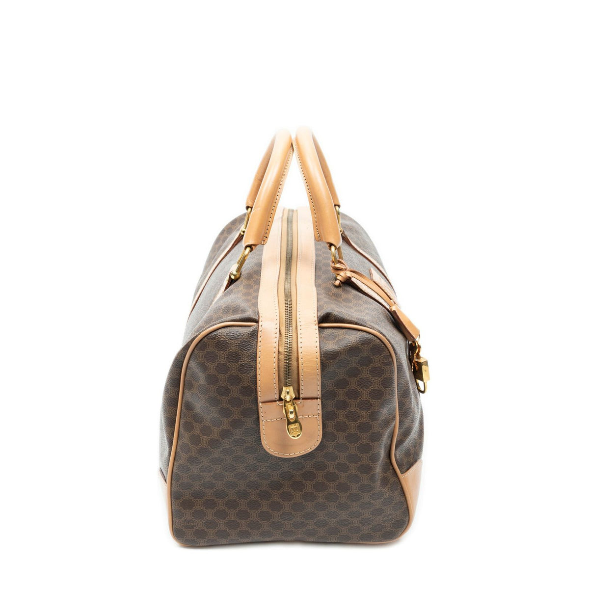 Celine Vintage Medium Travel Boston Beige Brown Macadam Canvas Handbag — view 4