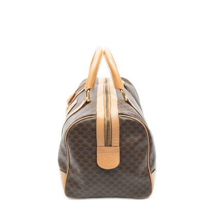 Celine Vintage Medium Travel Boston Beige Brown Macadam Canvas Handbag — view 3