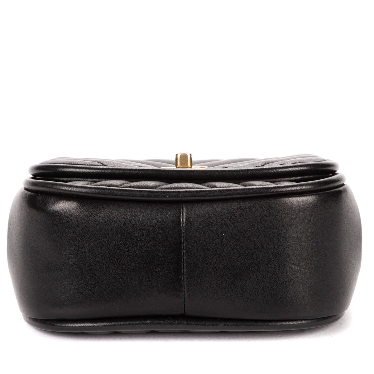 Chanel Reverse Top Handle Chevron Flap Bag Black Lambskin — view 6