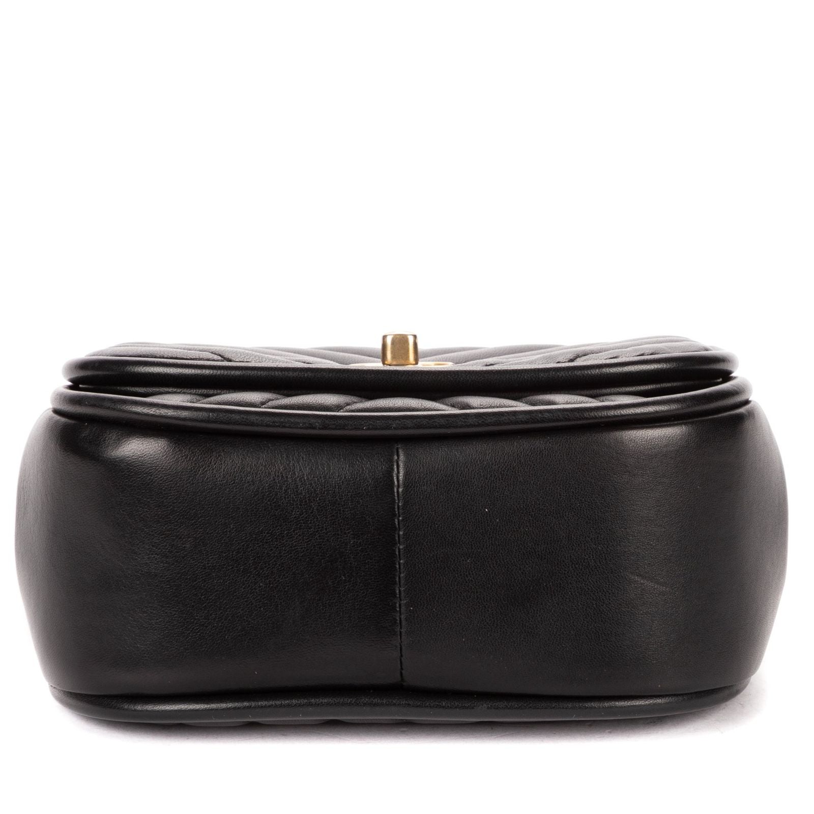 Chanel Reverse Top Handle Chevron Flap Bag Black Lambskin — view 6
