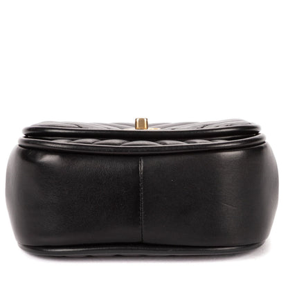 Chanel Reverse Top Handle Chevron Flap Bag Black Lambskin — view 6