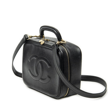 Chanel CC Vanity Top Handle Black Caviar Leather Handbag — view 2