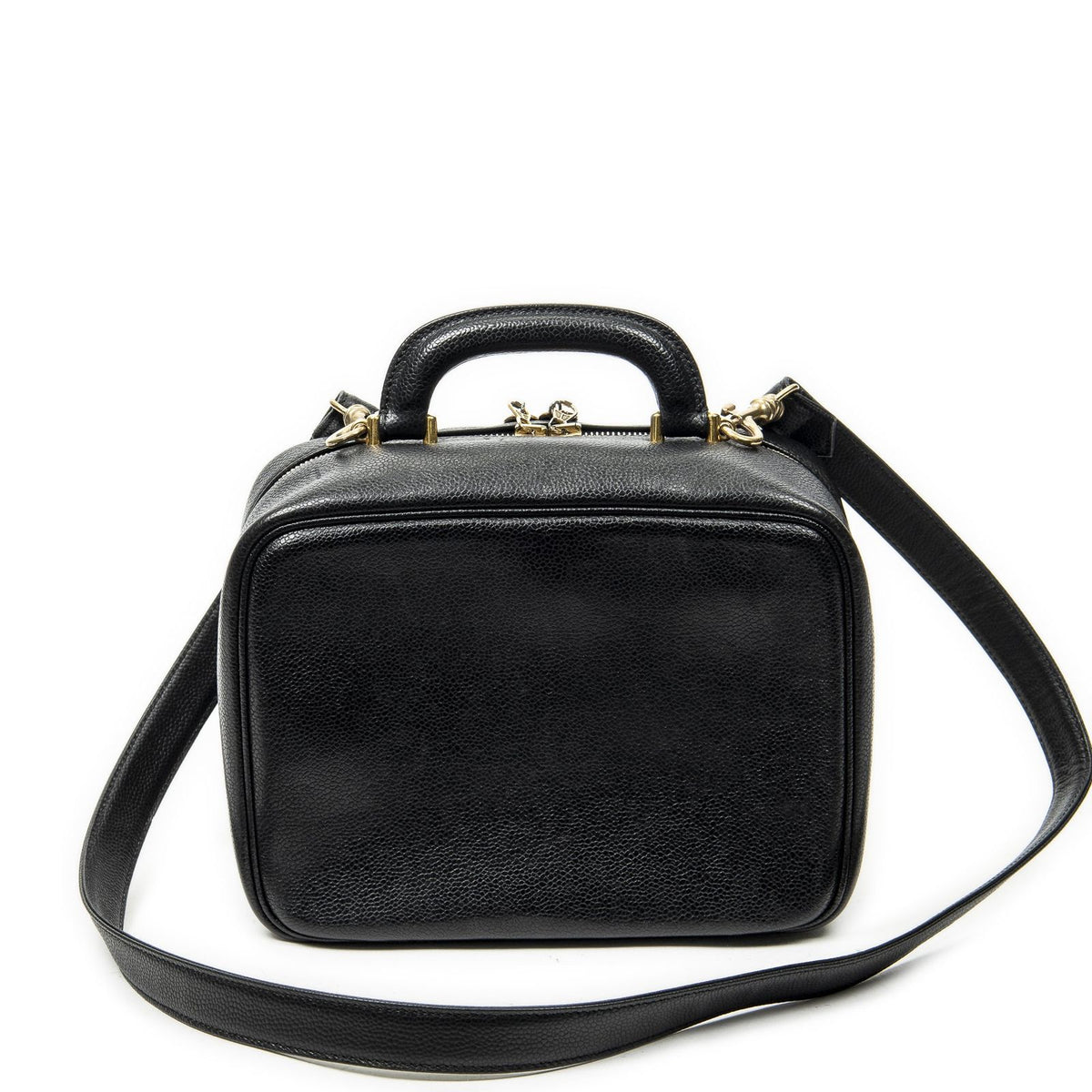 Chanel CC Vanity Top Handle Black Caviar Leather Handbag — view 5