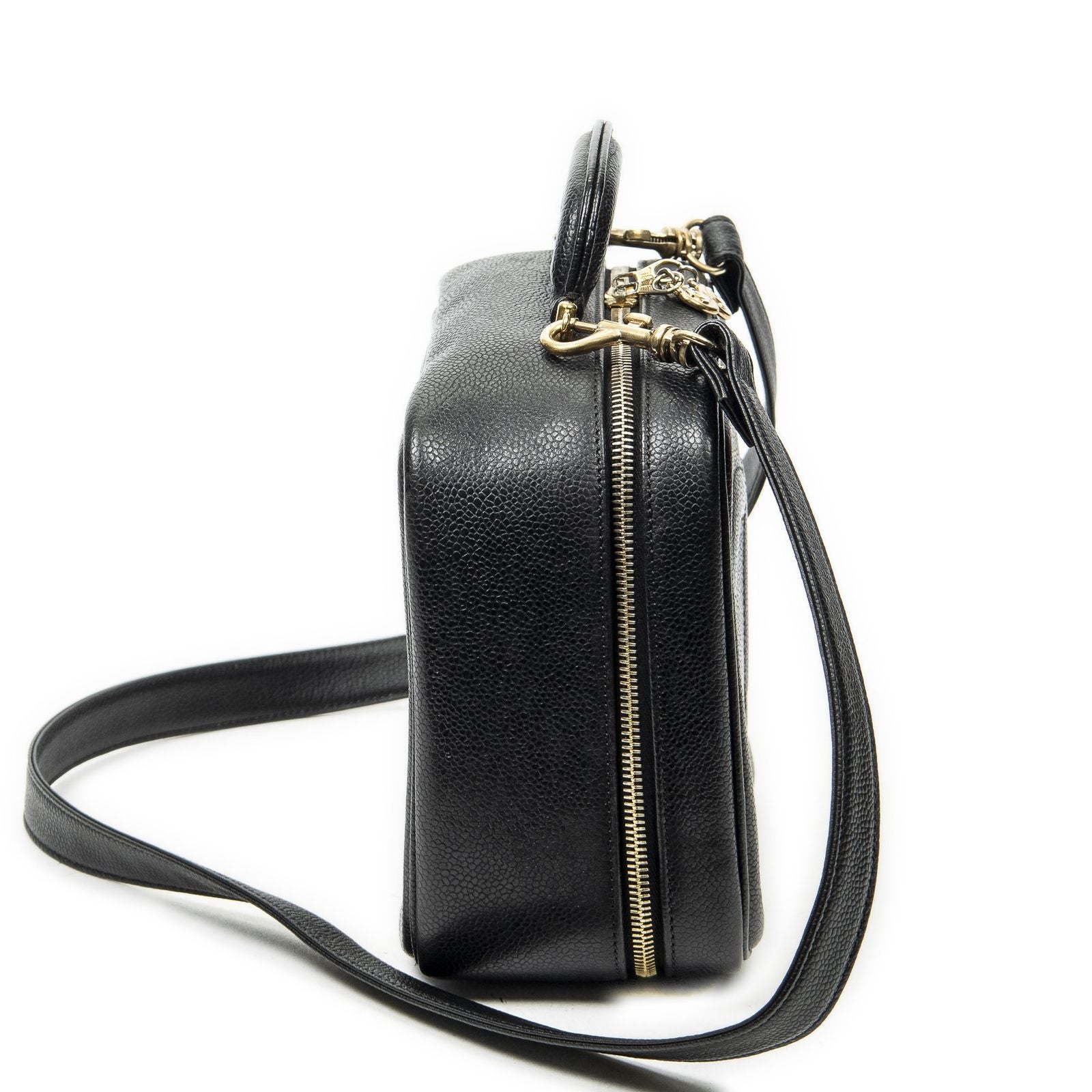 Chanel CC Vanity Top Handle Black Caviar Leather Handbag — view 4