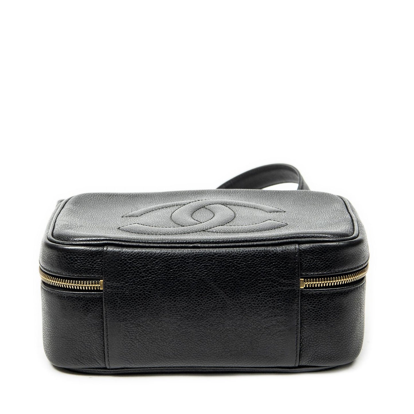 Chanel CC Vanity Top Handle Black Caviar Leather Handbag — view 6