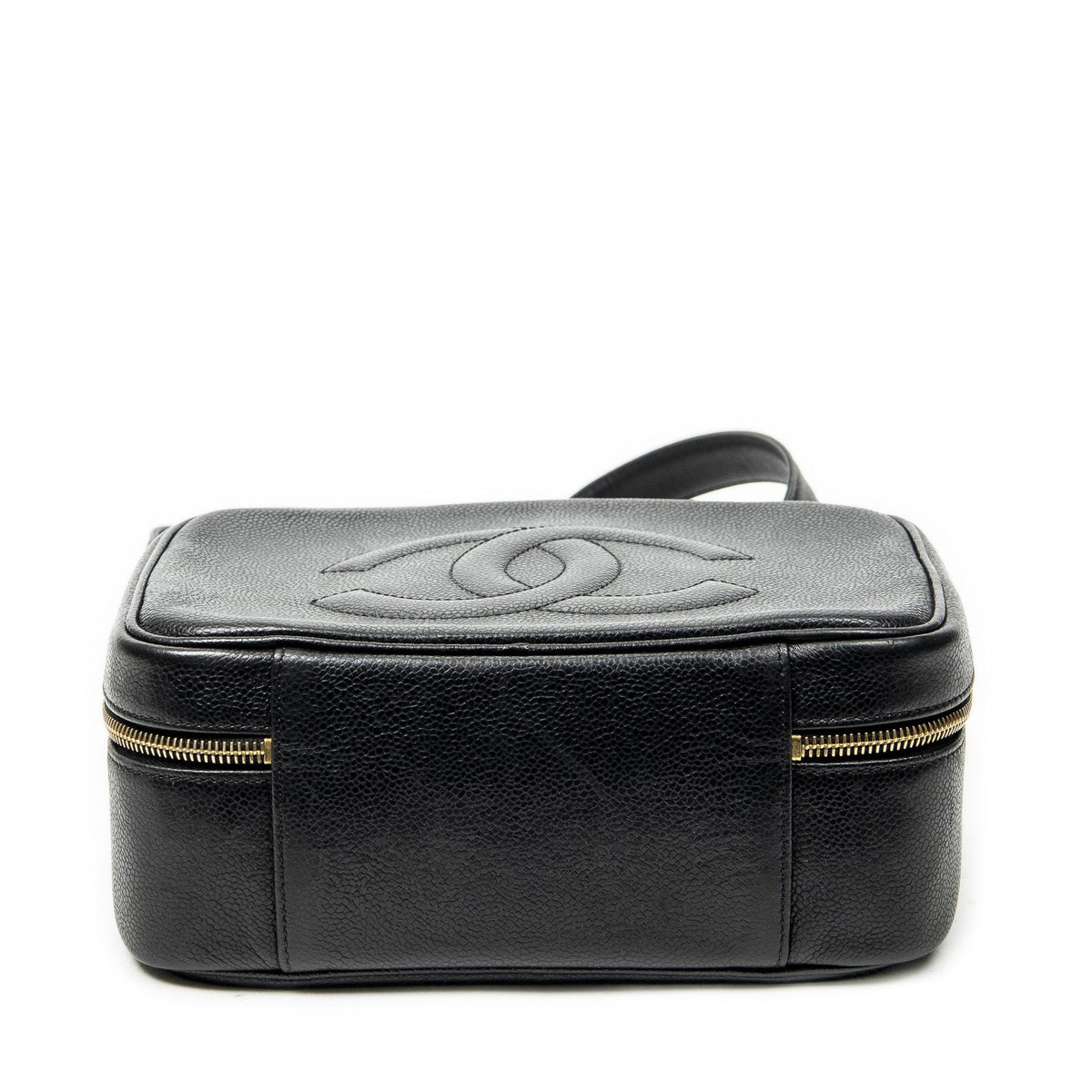 Chanel CC Vanity Top Handle Black Caviar Leather Handbag — view 6