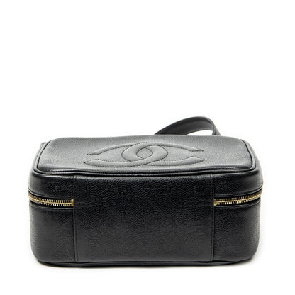 Chanel CC Vanity Top Handle Black Caviar Leather Handbag — view 6