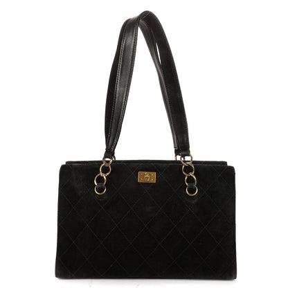 Chanel Vintage Wild Stitch Tote Black Quilted Canvas