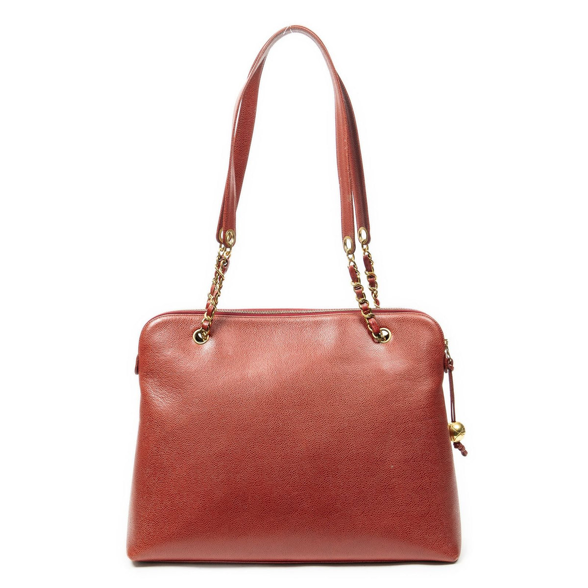 Chanel Large CC Dome Tote Red Caviar Leather — view 5
