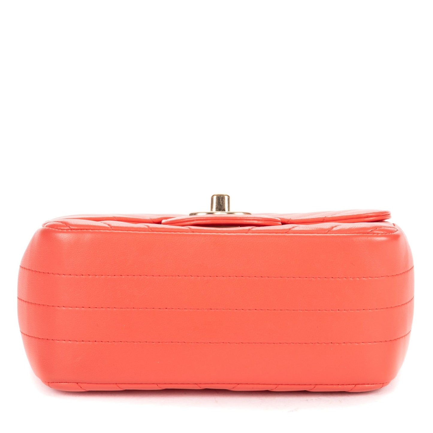 Chanel CC Timless Chain Crossbody Coral Pink Chevron Lambskin — view 6