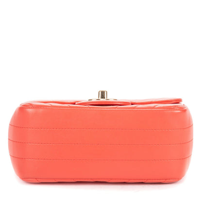 Chanel CC Timless Chain Crossbody Coral Pink Chevron Lambskin — view 6
